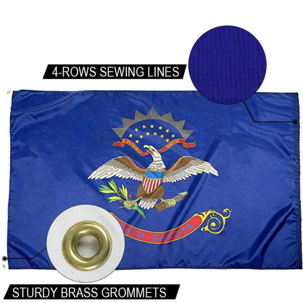 3x5' State of North Dakota Flag Outdoor Indoor Heavy Duty Dupont Nylon US Flags