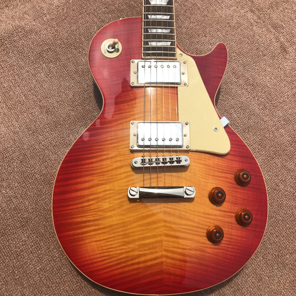 New standard LP 1959 R9 electric guitar, Cherry burst color, frets cream binding, a piece of neck & body, Tune-o-Matic b