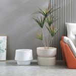 Smooth Surface Fiber Clay Planters In Outdoor Space