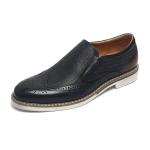Dark Blue Lace Up Anti Odor Breathable Mens Leather Dress shoes
