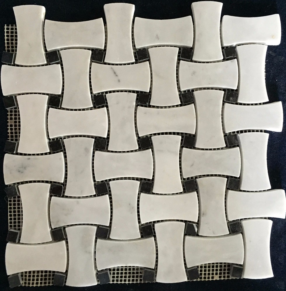 White Black Penny Grey Mosaic Floor Tiles , Various Patterns Stone Brick Mosaic Tiles