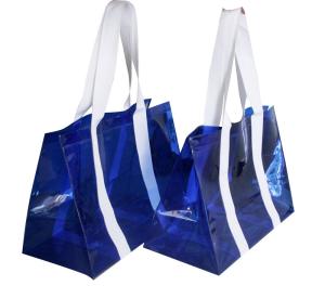 Quality PVC Reusable Transparent Fabric Carrier Bags water proof for shopping wholesale