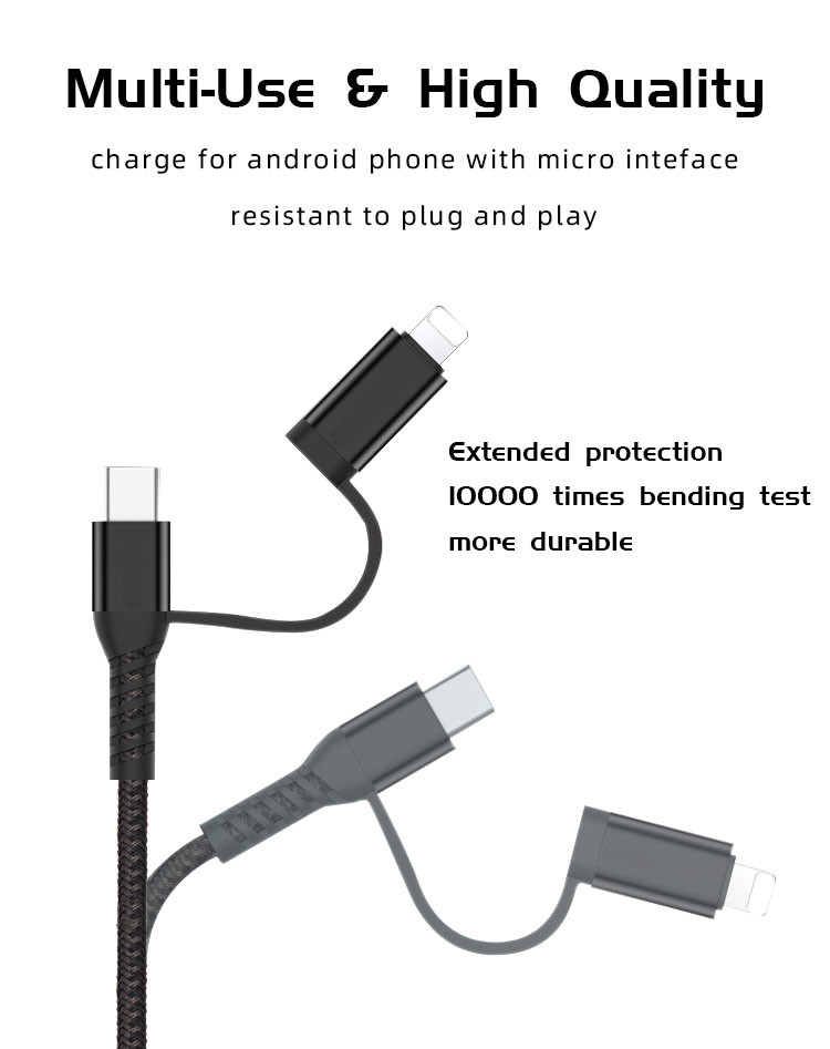 1m 2m OD3.5mm Fast Charging Data Cable Type C USB Cable PD 18W
