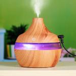 Small Size 300ml Wood Grain Cool Mist Room Humidifier with Color Change LED