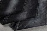 Sulfur Black Cross Hatch Slub Stretch Cotton Lycra Denim Fabric