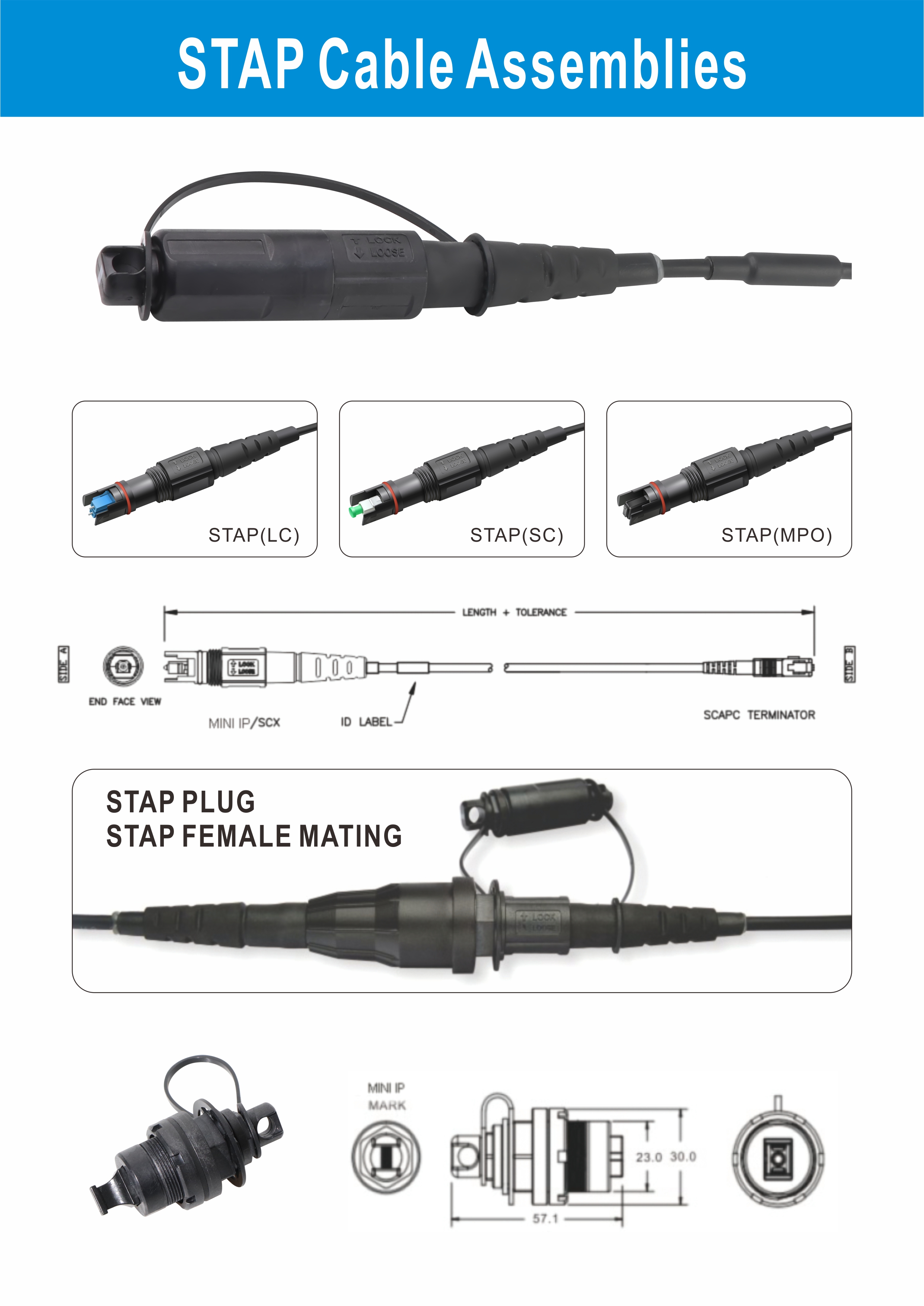 1 Core Outdoor FTTH Solution Drop Cable MINI IP SC APC Connector Type