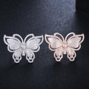 Quality Fashion Colorful Butterfly CZ Gold Ring For Women Girls Fashion Engagement Wedding CZ Crystal Finger Ring Party Jewelry wholesale