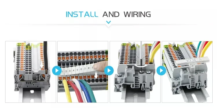 PT4 Push-in Terminal Strip Plug PT-4 4mm² Cable Connector Electrical Connect Din Rail Screwless Terminal Block PT 4