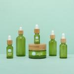 Green Bamboo Essential Oil Dropper Bottle aluminum and plastic Collar