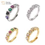 18k Gold Plated Heart Diamond Rings Adjustable Open Sweet Love Zircon