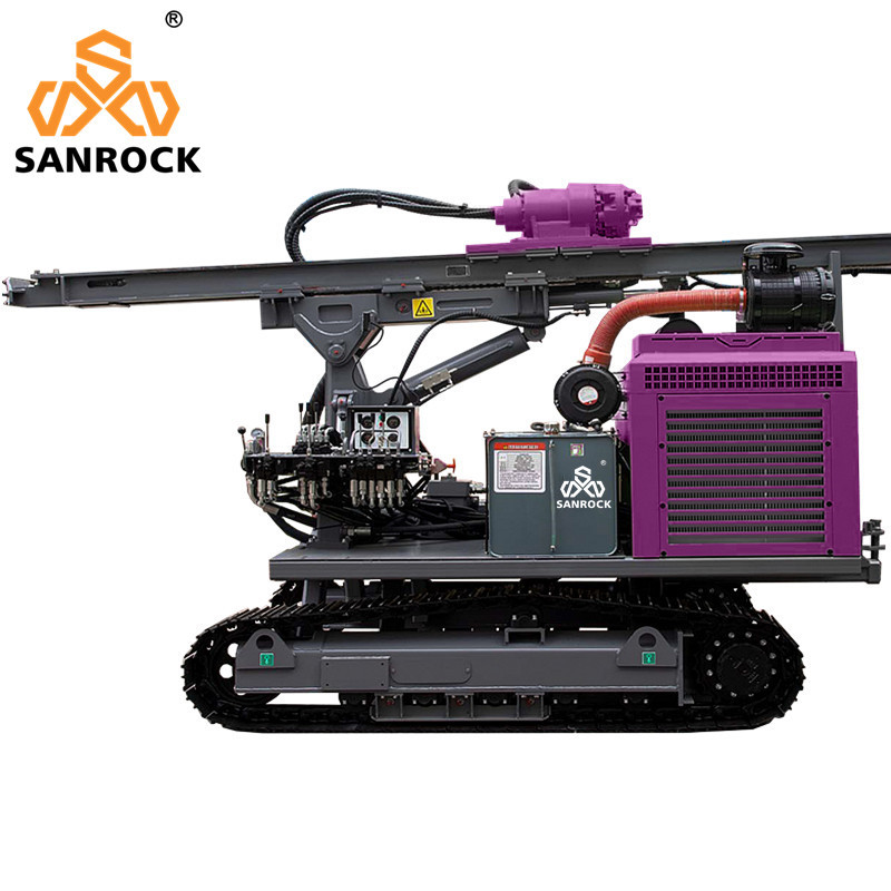 Highway Guardrail Pile Driver Hydraulic Solar Pile Driving Rig With 1.5m.2m.3m Drill Pipe Length And 2km/h Travelling Speed