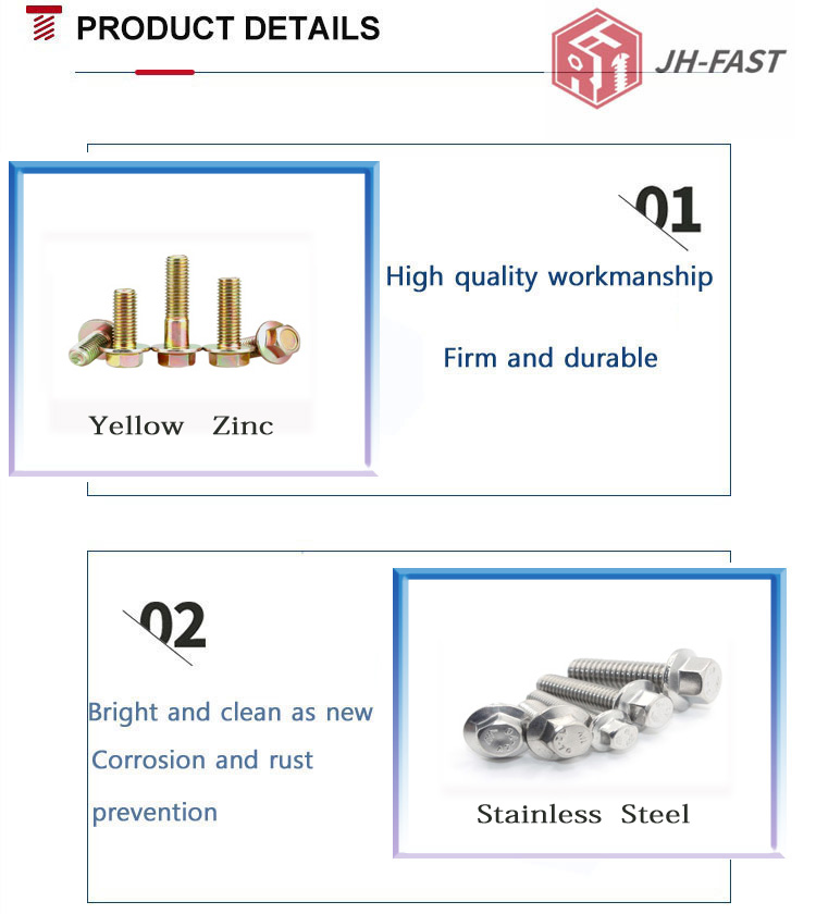 OEM Customized Service Provided Black Finish M6 M8 M10 M12 Zinc Hexagon Flange Bolt DIn6921