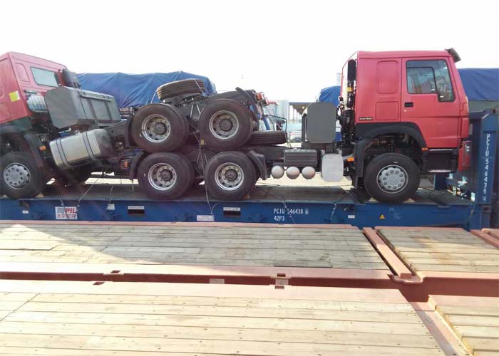 HOWO TRACTOR TRUCK DELIVER TO TANZANIA BY FLAT RACK