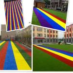 Safe Colorful Artificial Grass / Blue Yellow Purple Red Fake Grass Lawn