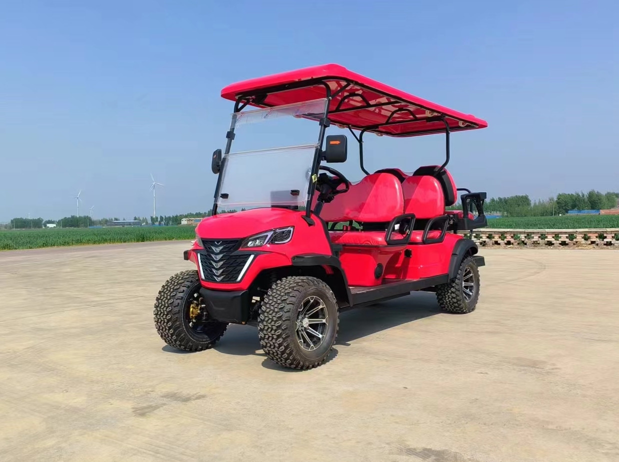 Rose Pink 4+2 Seat Electric Golf Cart 4kw Off-Road Model