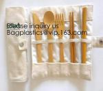 Eco friendly 5 Pieces Fork Knife Spoon Bamboo Disposable Cutlery Set Reusable