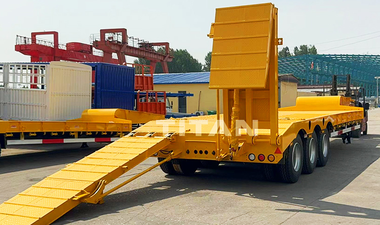 Factory Price TITAN 3 Axle Semi Lowbed Trailer Hydarulic Folding Ramp Low bed Truck Trailer for Sale