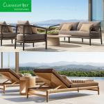 Modern Design Outdoor Teak Wood Patio Furniture Set Luxury Leisure Garden Sofa
