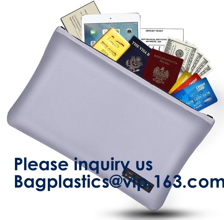 waterproof and fireproof resistant document bag,Lock Box Bag For Documents Money & Office Files Freproof Safe Bag with L