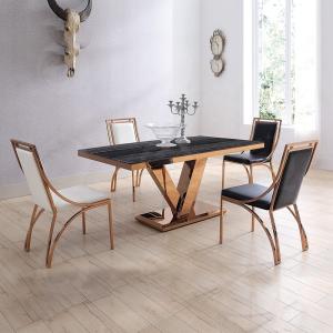 Quality Rose Gold 180x90x75cm SS Dining Tables Durable Marble Dining Room Table wholesale