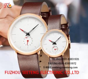 Quality wholesale Couple watch Pu watch Round dial alloy case quartz watch fashion watch concise style dark brown pu strap wholesale