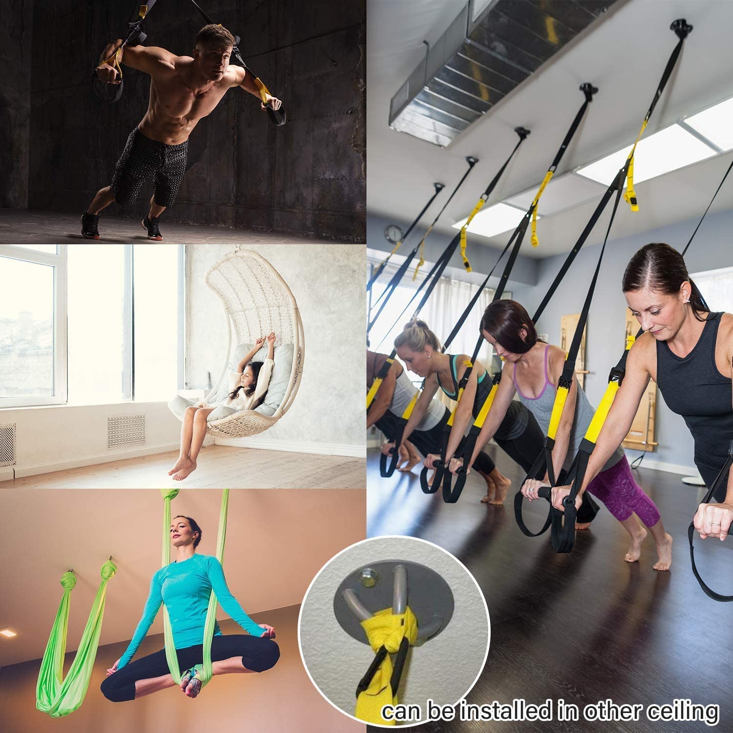 Standard Wall Ceiling Mount Bracket for Gym Home Suspension Straps rings Fitness Training Yoga Swing Battle Ropes
