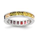 Colorful Cubic Zircon Eternity Wedding Ring Band for Women 925 Silver ECO