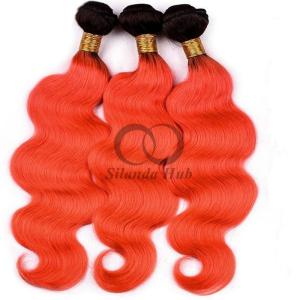 Quality #T1B/Orange Red Body Wave Remy Human Hair Bundles Sew In Weave Bundles Brazilian Bundle Deals wholesale