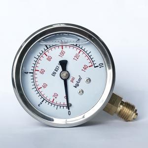 Quality 63mm 140 psi Boiler Manometer Bottom Brass Connection Stainless Steel Case Silicone Oil Filled Pressure Gauge wholesale