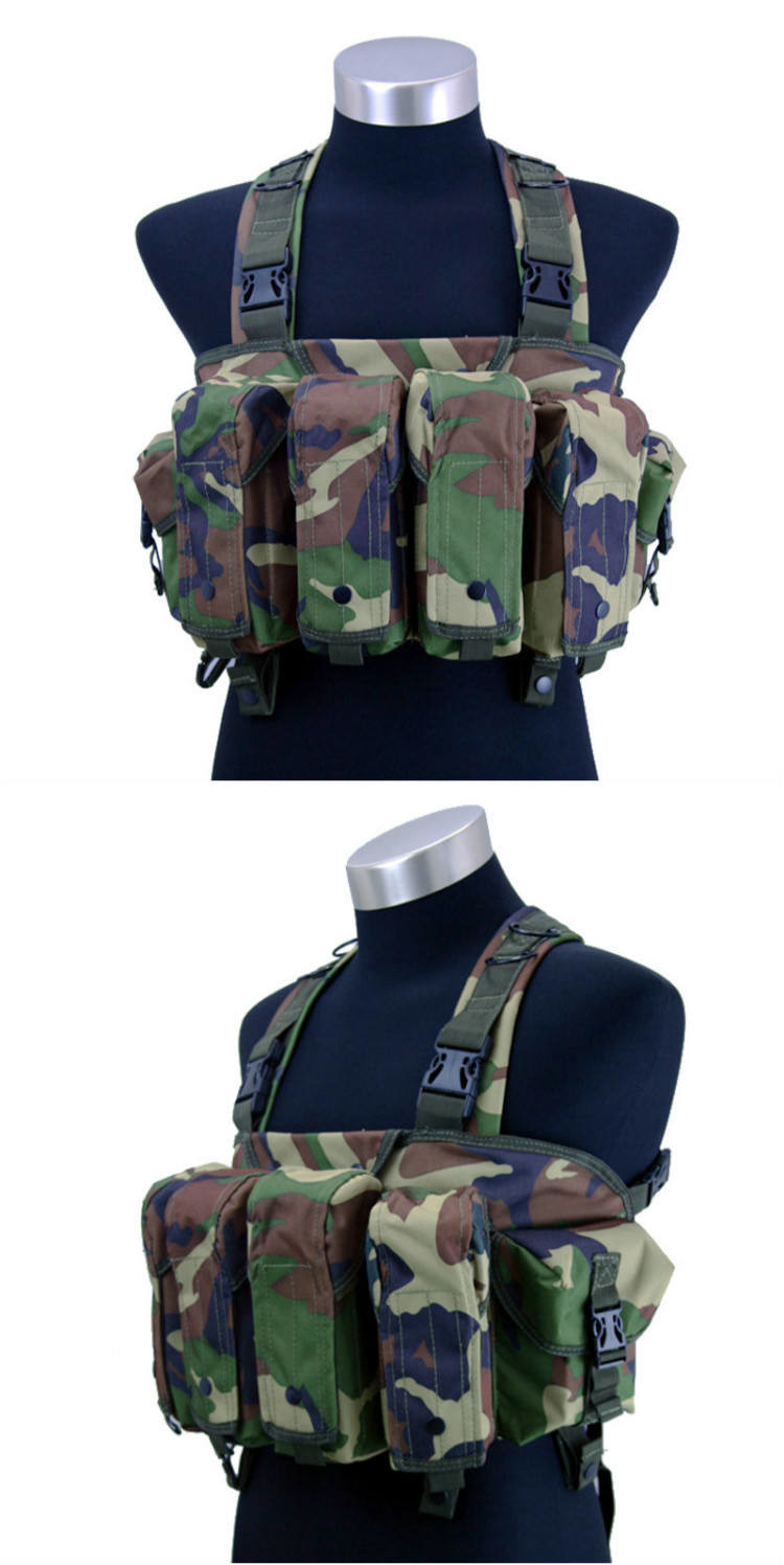 Nylon Camping Tactical Chest Rig Magazine Pouches Vest Adjustable Size
