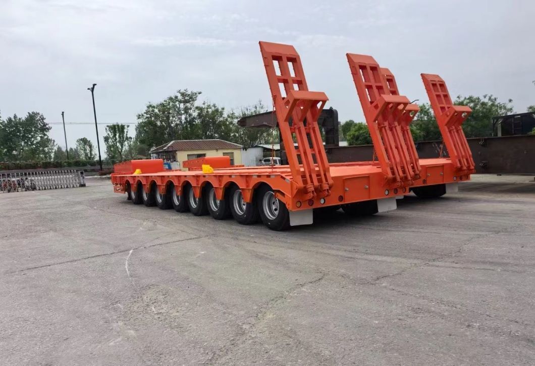 Factory Price 3 /4axles Lowbed Semi Truck Semi Trailer 80 Tons Payload Trailers for Sale