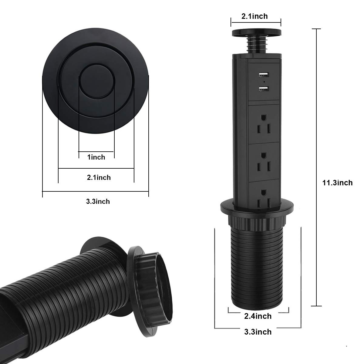 Tower Power Retractable Pop Up Desk Socket Electrical Outlet Residential