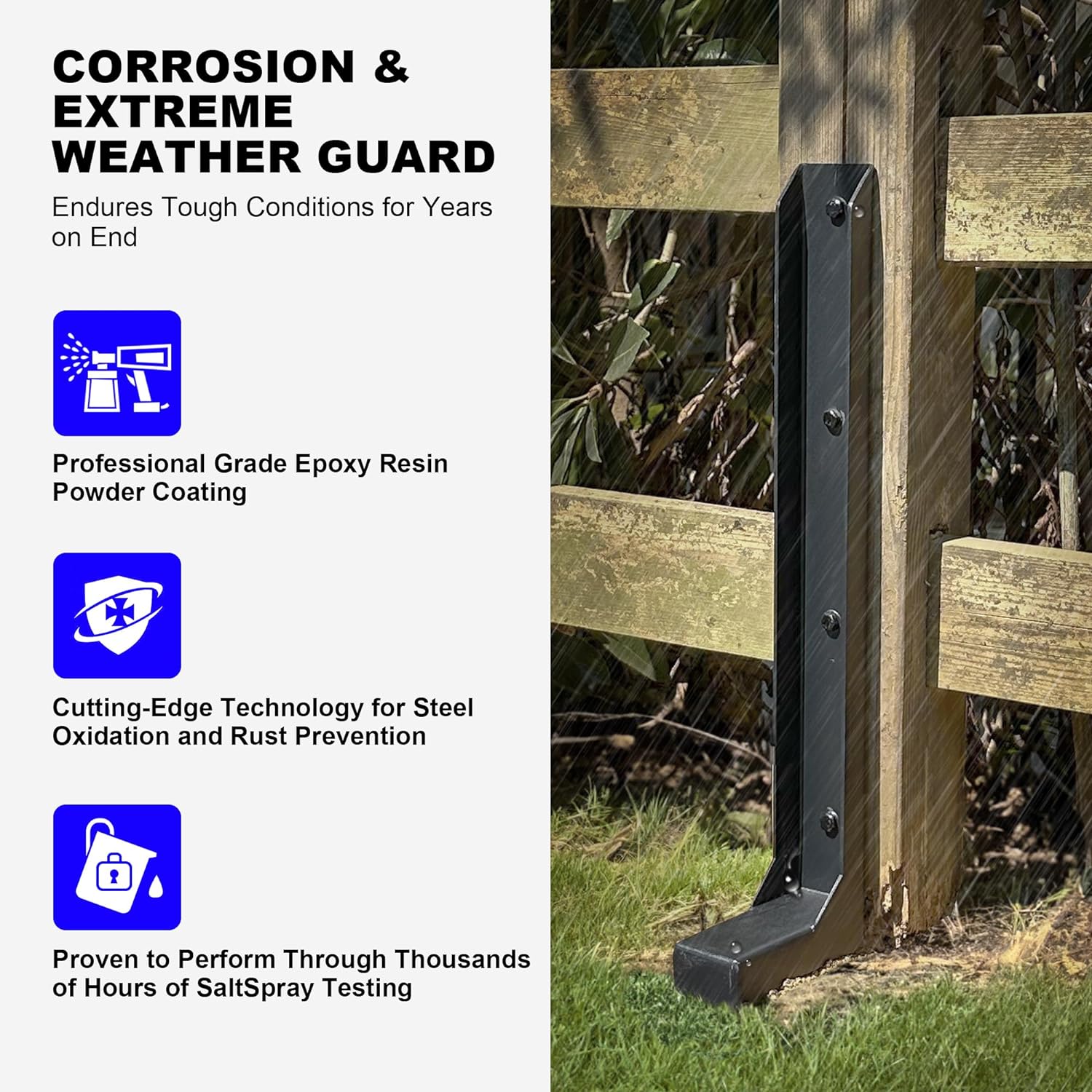 Strong Iron Fence Post Repair Stakes Ground Spike for Fixing Tilted/Broken Fence Post