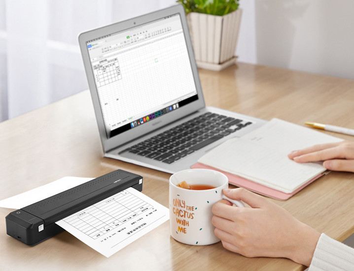 IOS System Bluetooth Barcode Scanner 15mm/s Portable A4 Thermal Printer