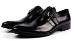 Burnished Leather Mens Monk Strap Shoes Black / Brown For Wedding