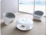 Modern Home Furniture Fiberglass Hole Glass Top Round Centre Coffee Table