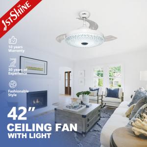 Quality 230V Dc Motor Retractable Ceiling Fan Light Acrylic Lamp shade wholesale