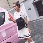 Korean drawstring, rucksack, women's bag, trend, mori ladies backpack, ribbon,