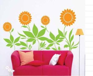 Quality PVC Sunflower Wall Flower Stickers C061 Home Decoration wholesale