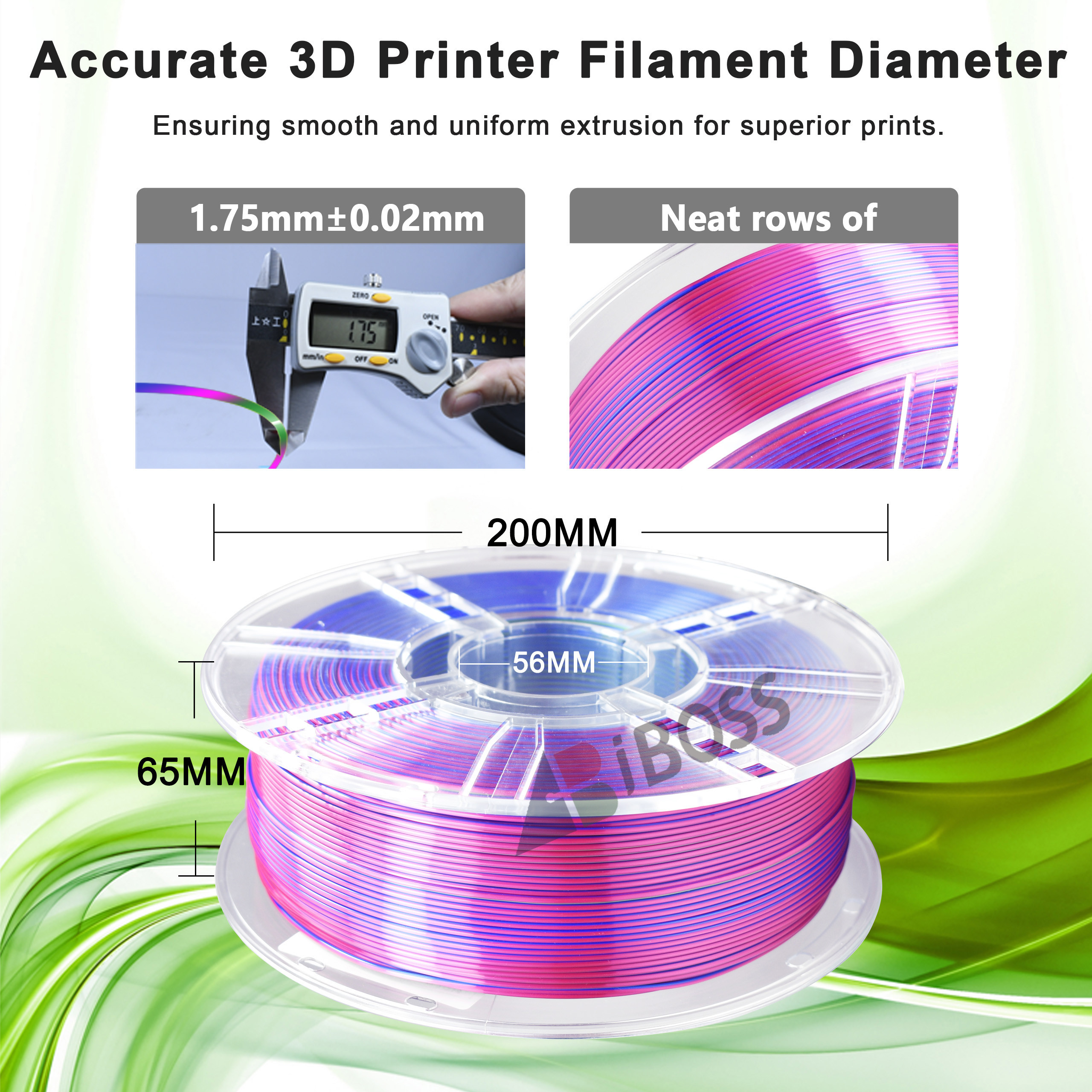 High Speed Silk 3d Printer Filament Tri-color Red Blue Green 1.75mm PLA+ Filament