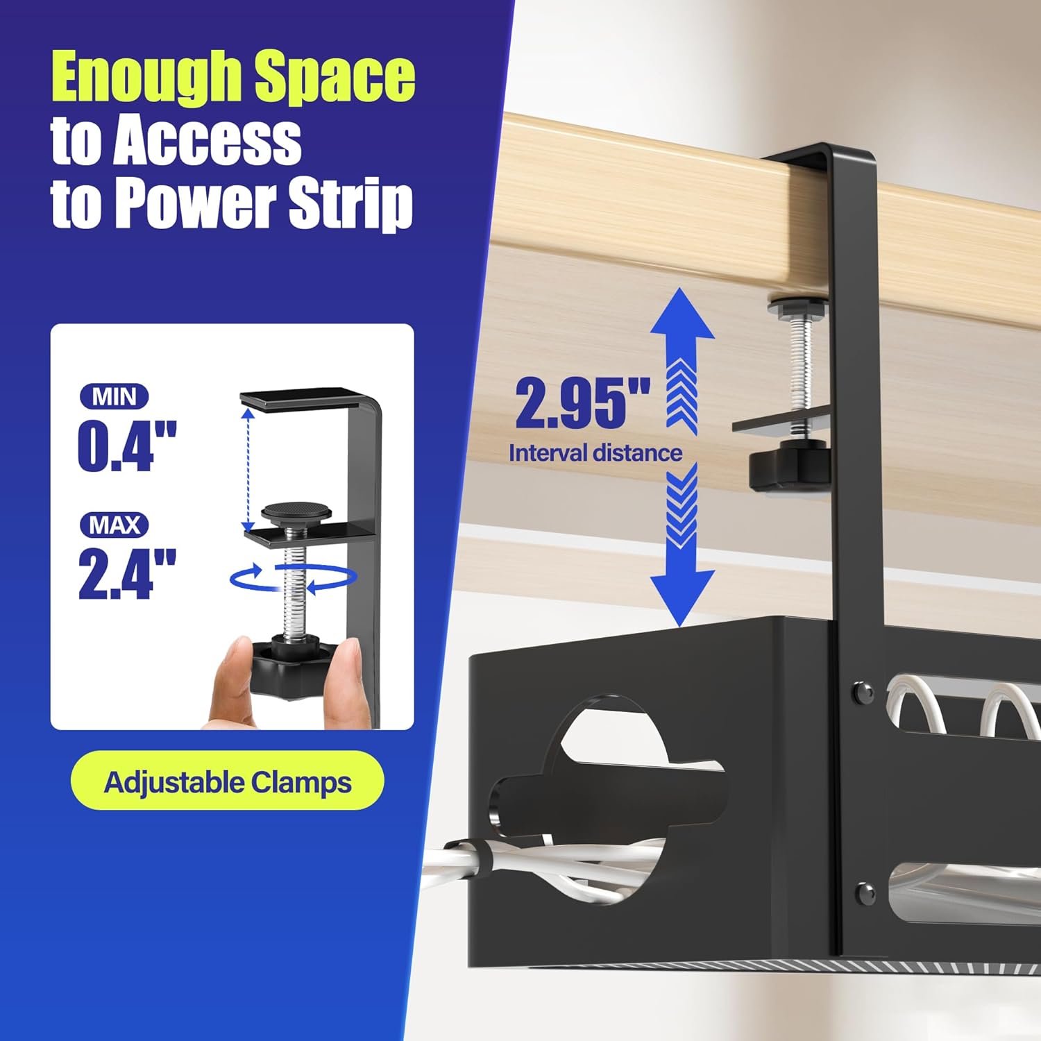 Metal Cable Management Box for Under Desk Cable Management 1mm Thickness Powder Coating