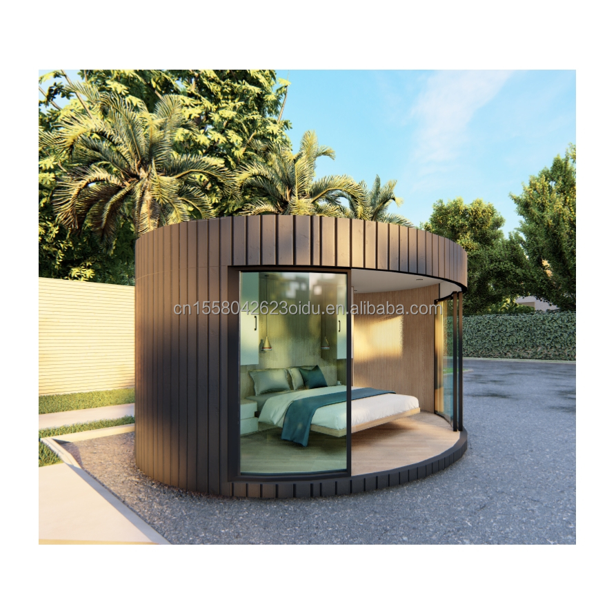 Foldable Container Luxury Glamping Pod Cabin Prefab Wooden Houses Flat Pack Circle Home round Wood Structure 20ft/40ft