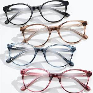 Quality Exquisite Fashion Round Acetate Frame Glasses Optical Spectacles Woodgrain Stripe wholesale