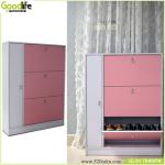 Pink Adjustable Wooden Shoe Rack Cabinet With Umbrella Storage Cabinet