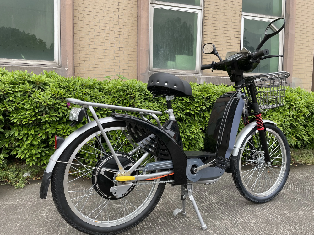 48V 12Ah 24 Inch Red Electric Bike With Lead Acid Battery Front Disk Rear Drum Brake