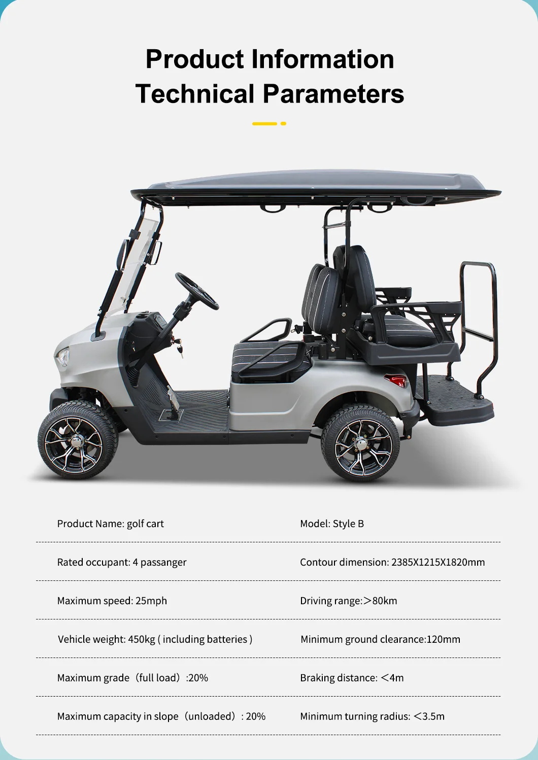 Off Road 6 Passenger Electric Hunting Golf Cart with Powerful 5KW Motor and Long Range