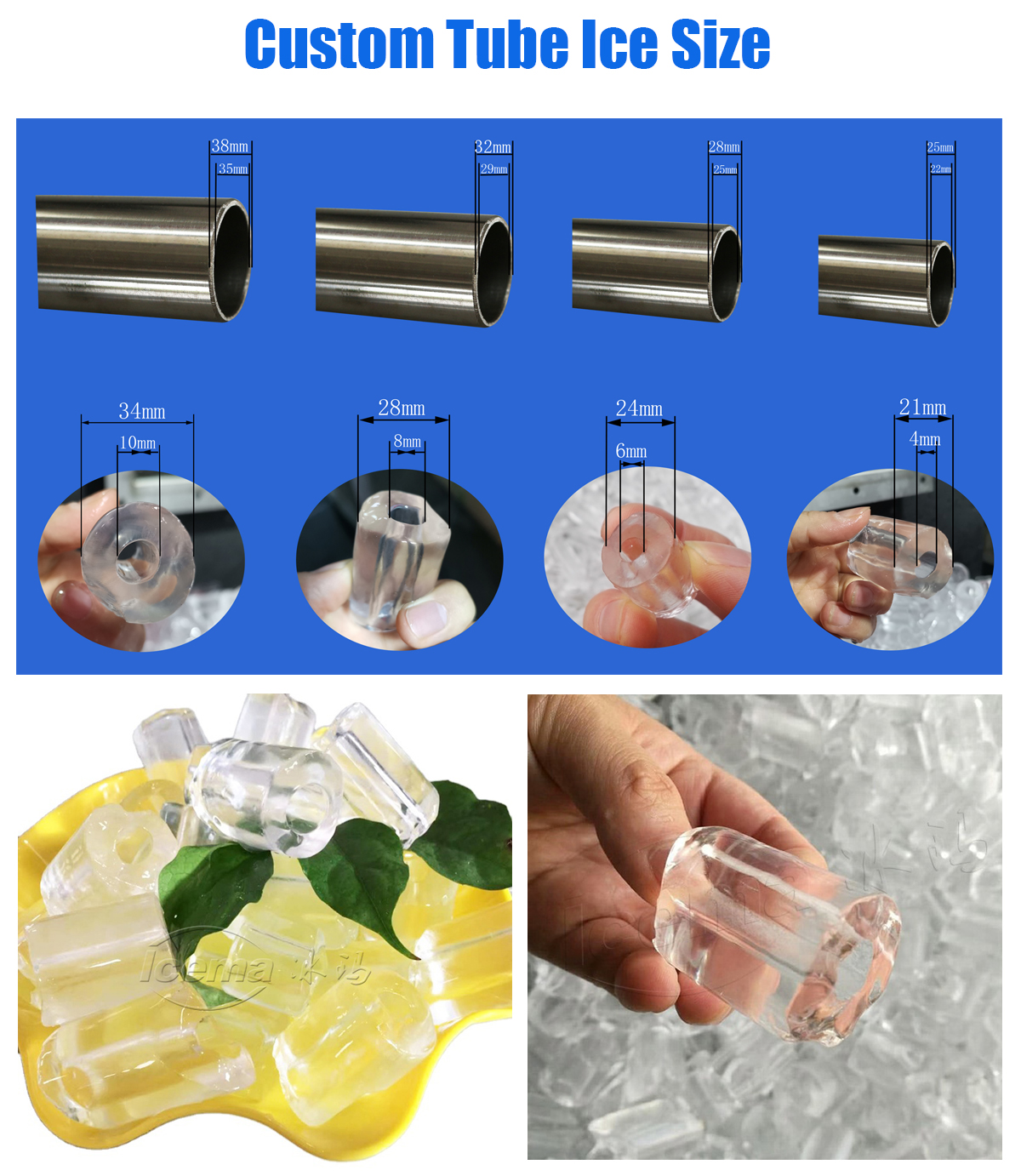 8.66KW Tube Ice Maker for Bar in Chemical Plants Convenient and Durable