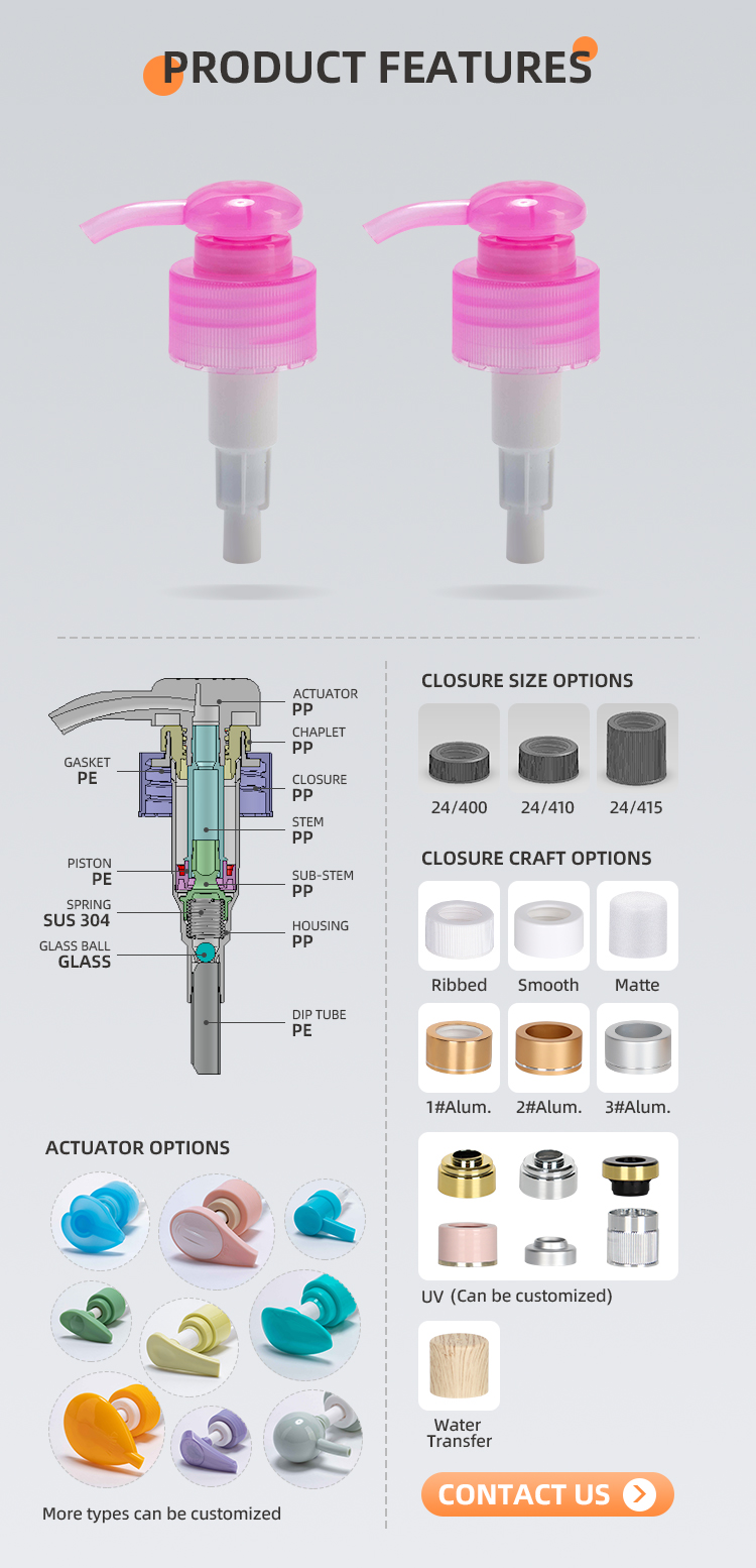 24 28/410 Makeup Removal Cream Dispenser Pump With Customized Tube