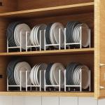 Metal Dish Organizer Stand for Kitchen Counter Black White 6.4 L x 4.5 W x 7.9 H