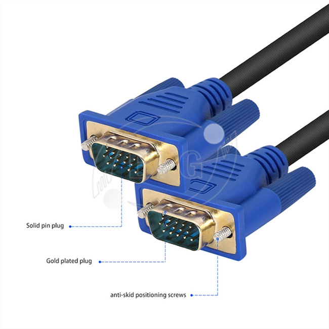 15 Pin Male To Male VGA Extension Cable With Nickel Plated Connectors